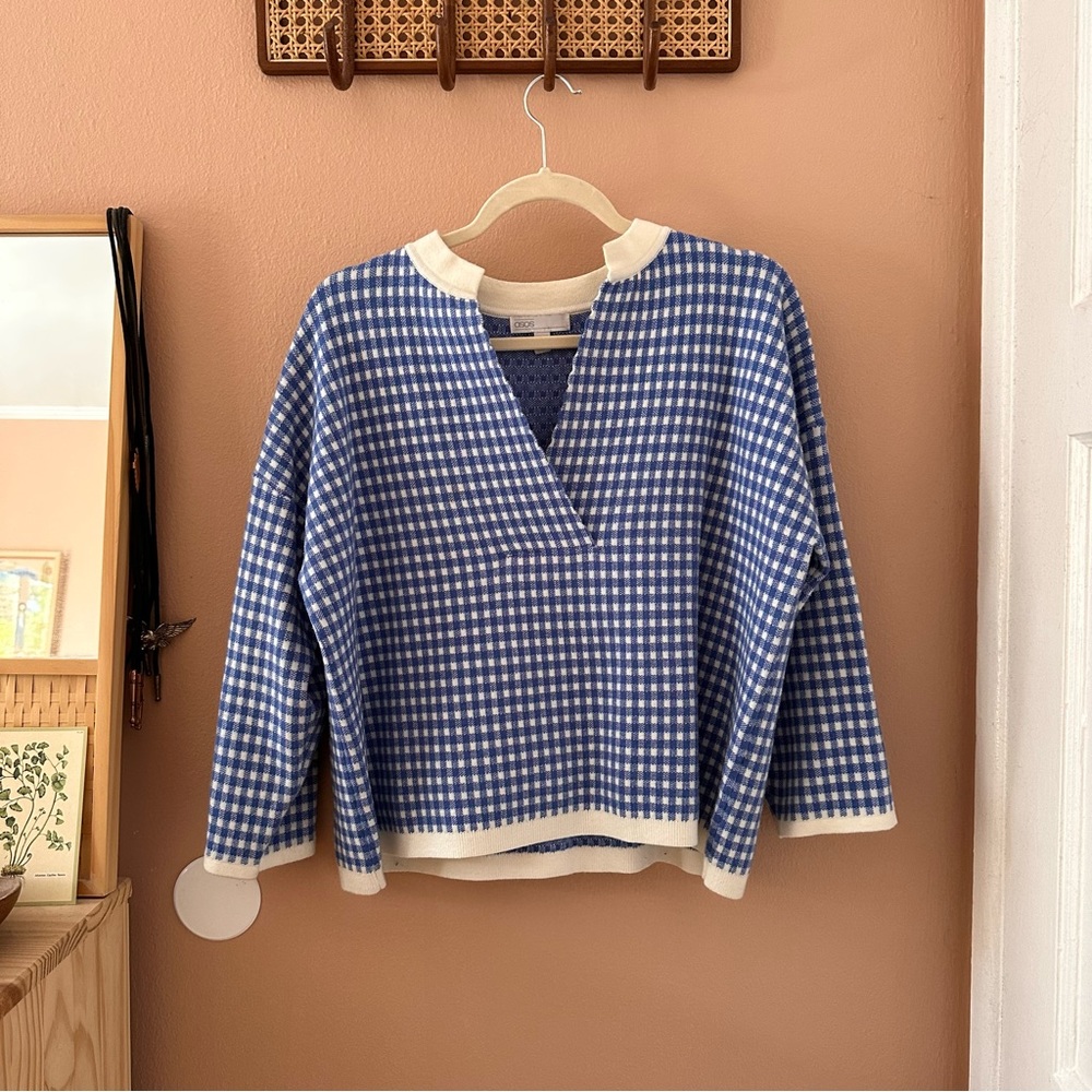 Gingham Knit Sweater Top
